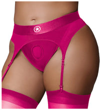 Load image into Gallery viewer, Ouch! Vibrating Pink Strap-on Garter Thong