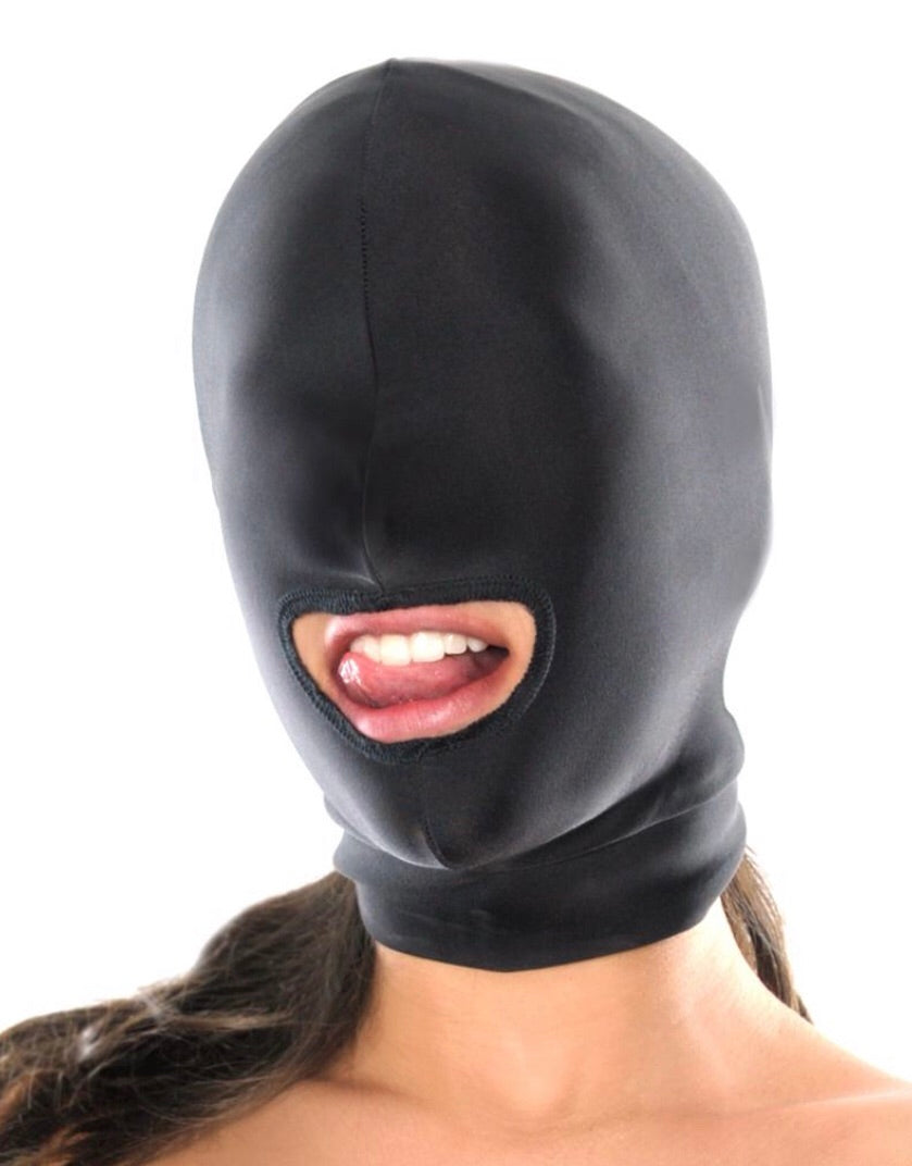 Fetish Fantasy Spandex Open Mouth Hood Mask