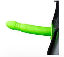 Load image into Gallery viewer, Ouch! Twisted 8 Inch Hollow Strap-On in Glowing Green